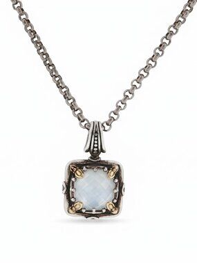 KONSTANTINO 925 Sterling Silver 18K Gold Gen K MOP Doublet Pendant Necklace 18"